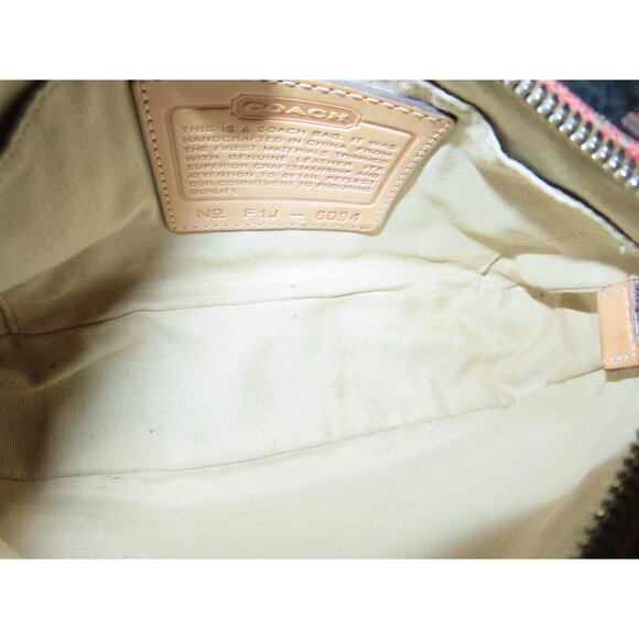 Coach Y2K Hampton Red Canvas & Tan Leather Signature Jacquard Demi Baguette Bag - Picture 7 of 14